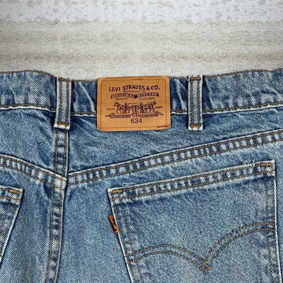 Vintage 90s Orange Tab Levis 634 Jeans 38x32 Relaxed Fit Medium Wash Denim - Picture 4 of 5